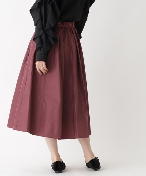 OPAQUE.CLIP（オペークドットクリップ）の「◆メモリータフタ タックフレアスカート【洗濯機洗い可】（スカート・レディース・ブラウン系その他/ピンク系/ブラック・38/42/36/40）」の21枚目の写真