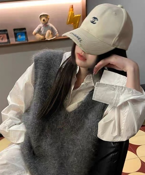 SEN TOKYO（セントーキョー）の「ルーズVネックセーターベスト（ベスト・レディース・ブラック/ホワイト/グレー・FREE）」の11枚目の写真