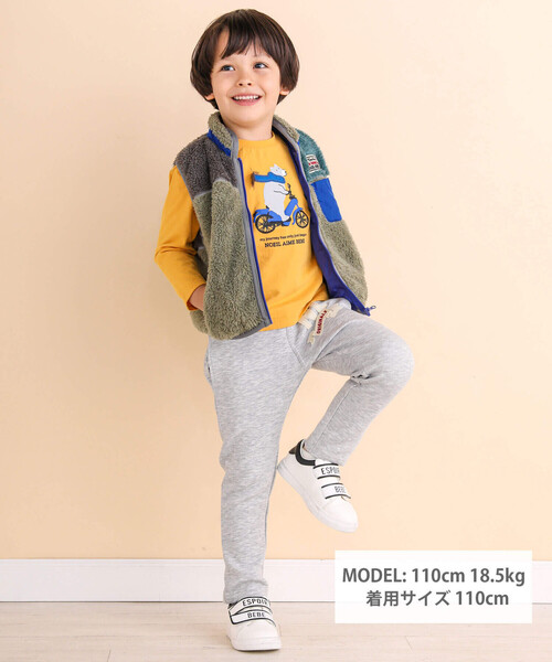 Noeil aime BeBe（ノイユエイムベベ）の「ボア配色切り替えベスト(90~130cm)（ベスト・キッズ・ベージュ系その他/グリーン系その他・110cm/90cm/100cm/120cm/130cm）」の3枚目の写真