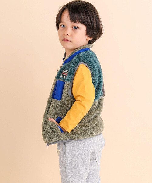 Noeil aime BeBe（ノイユエイムベベ）の「ボア配色切り替えベスト(90~130cm)（ベスト・キッズ・ベージュ系その他/グリーン系その他・110cm/90cm/100cm/120cm/130cm）」の6枚目の写真