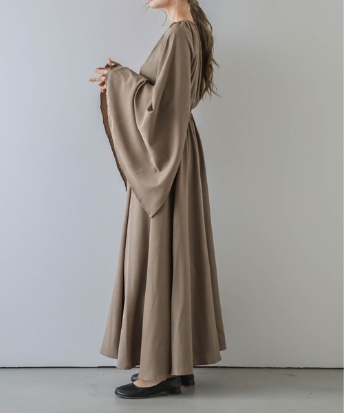 AMELY（エミリー）の「フレアスリーブワンピース（ワンピース・レディース・ベージュ系その他/ブラック/ブラウン・L/M）」の7枚目の写真