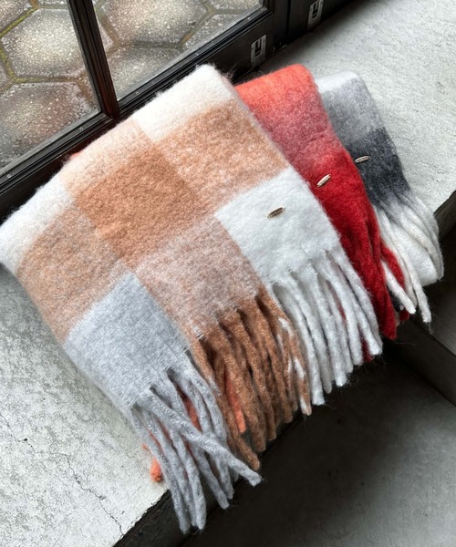 archives(アルシーヴ)の「チェックストール(ストール/ショール・レディース・オレンジ/ベージュ/グレー/グリーン・FREE)」の3枚目の写真