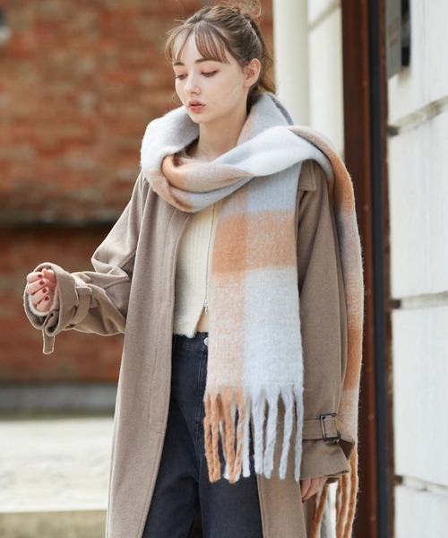 archives(アルシーヴ)の「チェックストール(ストール/ショール・レディース・オレンジ/ベージュ/グレー/グリーン・FREE)」の6枚目の写真