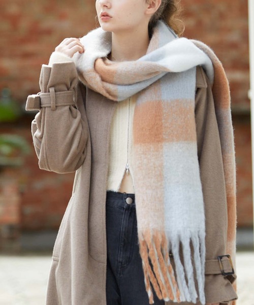 archives(アルシーヴ)の「チェックストール(ストール/ショール・レディース・オレンジ/ベージュ/グレー/グリーン・FREE)」の11枚目の写真