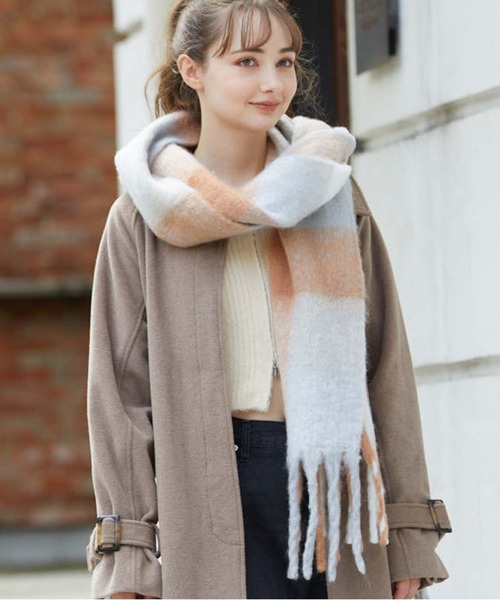 archives(アルシーヴ)の「チェックストール(ストール/ショール・レディース・オレンジ/ベージュ/グレー/グリーン・FREE)」の5枚目の写真