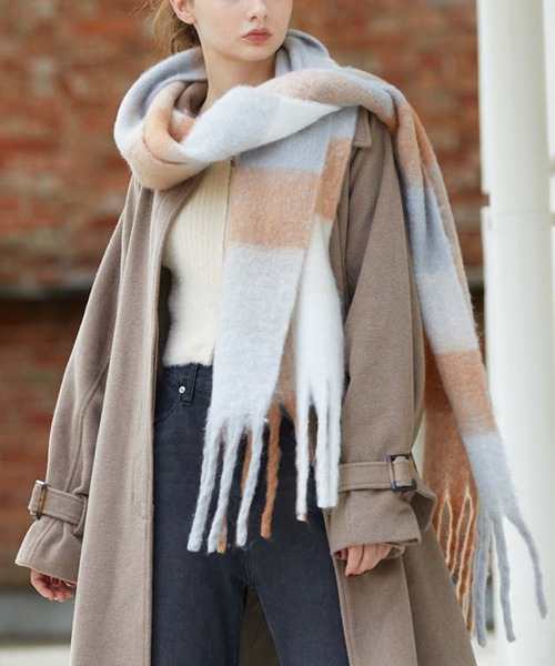 archives(アルシーヴ)の「チェックストール(ストール/ショール・レディース・オレンジ/ベージュ/グレー/グリーン・FREE)」の13枚目の写真