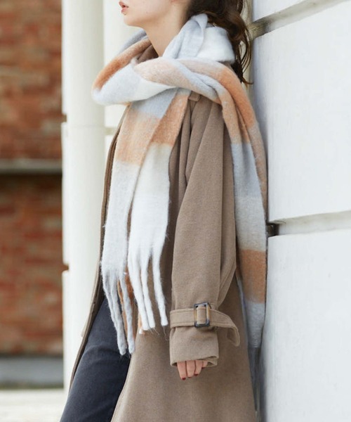 archives(アルシーヴ)の「チェックストール(ストール/ショール・レディース・オレンジ/ベージュ/グレー/グリーン・FREE)」の9枚目の写真
