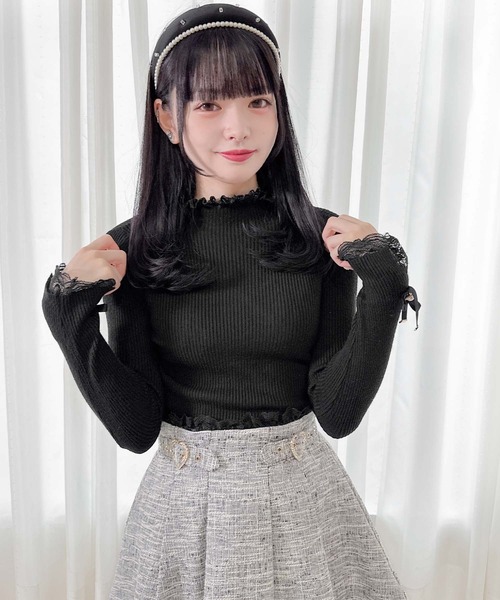 ROJITA（ロジータ）の「袖リボンハイネックリブニット（ニット