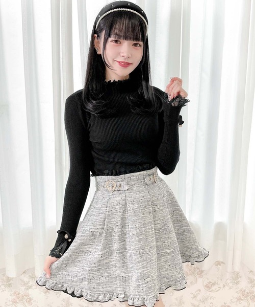 袖リボンレイヤードリブニット 袖リボンシャツレイヤード風ニット｜INGNI(イング) 公式通販｜INGNI STORE