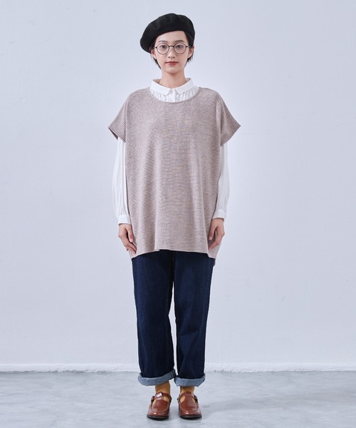On One's Own（オンワンズオン）の「On One's Own 畝織りニット風カットソー　チュニックベスト（ベスト・レディース・アイボリー/ネイビー/オートミール・FREE）」の21枚目の写真