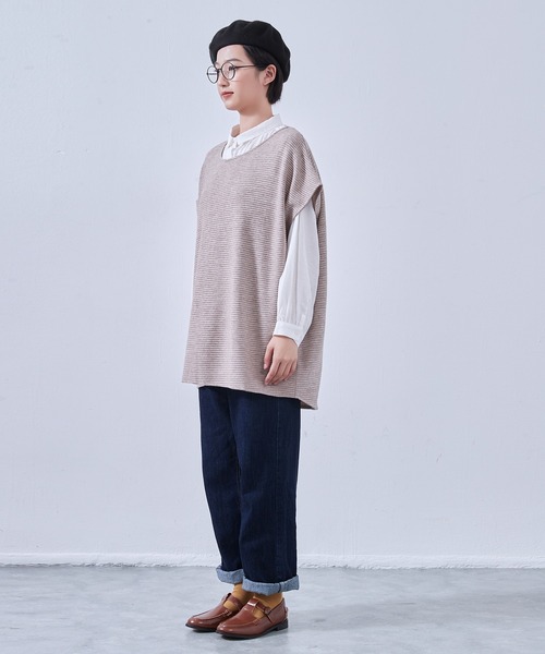 On One's Own（オンワンズオン）の「On One's Own 畝織りニット風カットソー　チュニックベスト（ベスト・レディース・アイボリー/ネイビー/オートミール・FREE）」の22枚目の写真