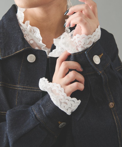 MERLOT(メルロー)の「レースハイネックブラウス(シャツ/ブラウス・レディース・ナチュラル/ホワイト・FREE)」の3枚目の写真