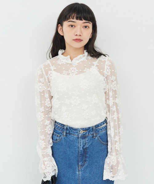 MERLOT(メルロー)の「レースハイネックブラウス(シャツ/ブラウス・レディース・ナチュラル/ホワイト・FREE)」の20枚目の写真