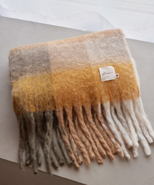 pomiii（ポミー）の「チェックマフラー（マフラー・レディース・ブラウン/グレー・FREE）」の8枚目の写真