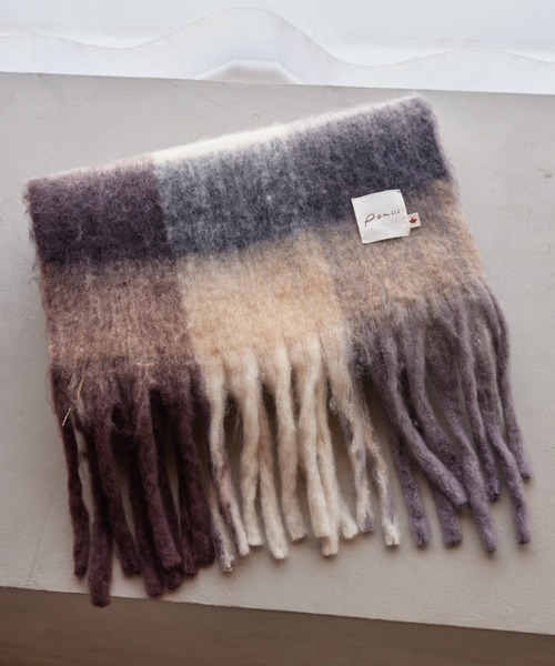 pomiii（ポミー）の「チェックマフラー（マフラー・レディース・ブラウン/グレー・FREE）」の13枚目の写真