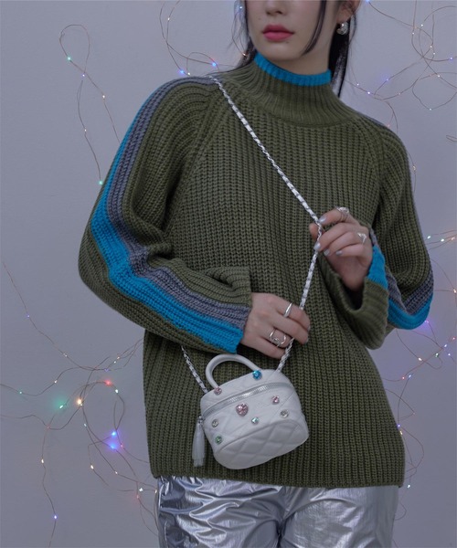 miette（ミエット）の「ビジューバニティバッグ（ショルダーバッグ・レディース・ホワイト/ブラック/シルバー・FREE）」の6枚目の写真