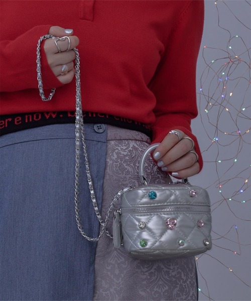 miette（ミエット）の「ビジューバニティバッグ（ショルダーバッグ・レディース・ホワイト/ブラック/シルバー・FREE）」の9枚目の写真