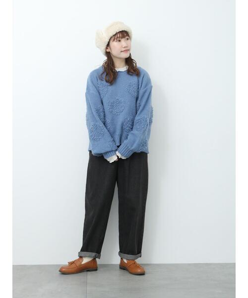 ehka sopo（エヘカソポ）の「◎モフモフ水玉ニット（ニット/セーター・レディース・ブルー/キナリ/ピンク・F）」の22枚目の写真