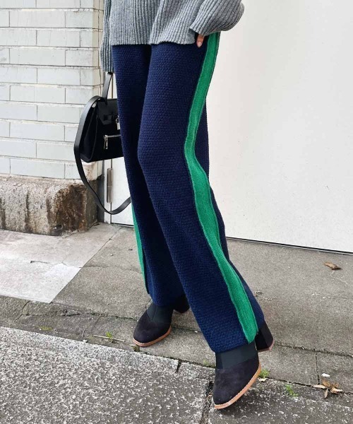 esutoreja（エストレジャ）の「ラインニットパンツ（スラックス・レディース・オレンジ/ブラウン/グリーン/ブルー・FREE）」の3枚目の写真