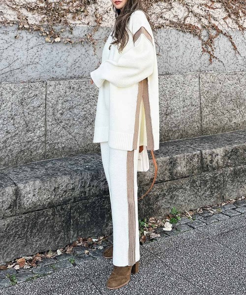 esutoreja（エストレジャ）の「ラインニットパンツ（スラックス・レディース・オレンジ/ブラウン/グリーン/ブルー・FREE）」の7枚目の写真