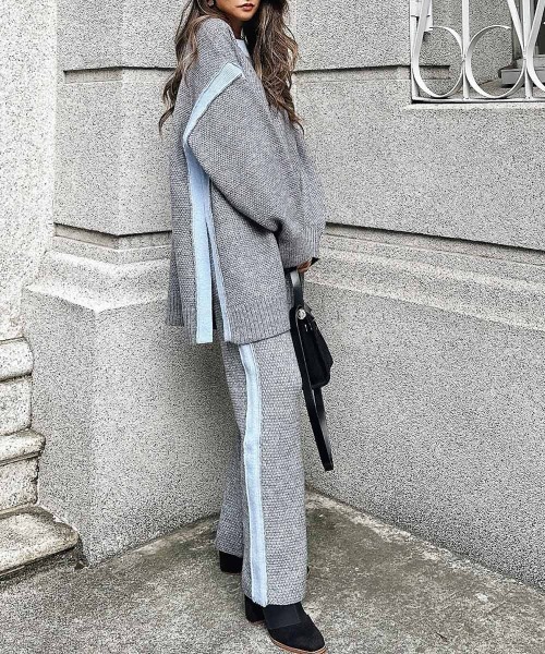 esutoreja（エストレジャ）の「ラインニットパンツ（スラックス・レディース・オレンジ/ブラウン/グリーン/ブルー・FREE）」の10枚目の写真