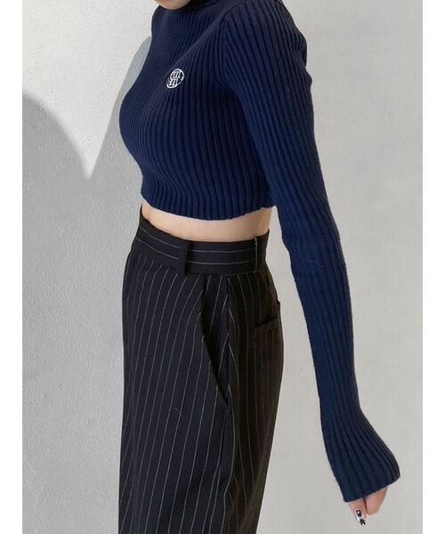 EMODA（エモダ）の「【Ames Worldwide】エンブロイダリークロップニット（ニット/セーター・レディース・グレー/ピンク/ネイビー・FREE）」の8枚目の写真