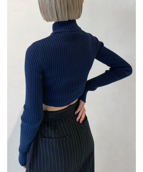 EMODA（エモダ）の「【Ames Worldwide】エンブロイダリークロップニット（ニット/セーター・レディース・グレー/ピンク/ネイビー・FREE）」の9枚目の写真