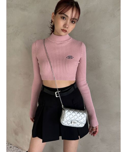 EMODA（エモダ）の「【Ames Worldwide】エンブロイダリークロップニット（ニット/セーター・レディース・グレー/ピンク/ネイビー・FREE）」の12枚目の写真