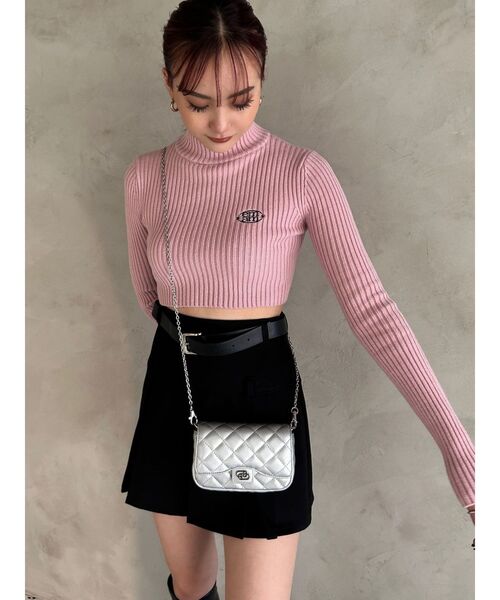 EMODA（エモダ）の「【Ames Worldwide】エンブロイダリークロップニット（ニット/セーター・レディース・グレー/ピンク/ネイビー・FREE）」の13枚目の写真