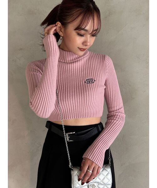 EMODA（エモダ）の「【Ames Worldwide】エンブロイダリークロップニット（ニット/セーター・レディース・グレー/ピンク/ネイビー・FREE）」の14枚目の写真