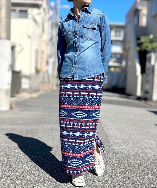 BEATJIVE(ビートジャイブ)の「ロングスカート ボア フリース 裏起毛 防寒 暖かい レディース(スカート・レディース・ネイビー/ブラック/カーキ・FREE)」の12枚目の写真