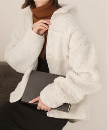 ゆったりシルエット ポケット付 ボアショートジャケット