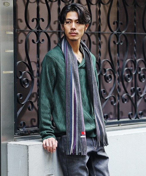 Healthknit】日本製プロダクトリバーシブルマフラー メンズ 無地