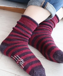 Put on socks（プットオンソックス）の「【Put on socks/プットオンソックス】"winter marine"ウィンターマリン　ラムウール&綿スラブ ボーダーソックス（ソックス/靴下）」
