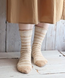Put on socks（プットオンソックス）の「【Put on socks/プットオンソックス】"winter marine"ウィンターマリン　ラムウール&綿スラブ ボーダーソックス（ソックス/靴下）」