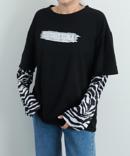セール】Tシャツ レディース トップス 重ね着風（Tシャツ