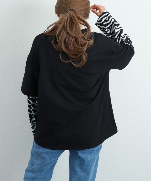 NEIRAMI 売れ筋商品|||ネイラミ Tシャツ トップス レディース Tops Black ハイドレープ トロミポンチ オーバーサイズTシャツ（Tシャツ