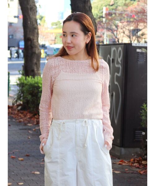 Ungrid（アングリッド）の「バックオープンレースロングスリーブTee（Tシャツ/カットソー・レディース・オフホワイト/ピンク/ブラック・FREE）」の18枚目の写真