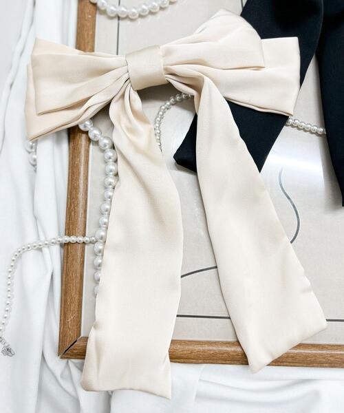 WEGO（ウィゴー）の「WEGO/BIGダブルリボンバレッタ（バレッタ/ヘアクリップ・レディース・ブラック/オフホワイト・FREE）」の2枚目の写真