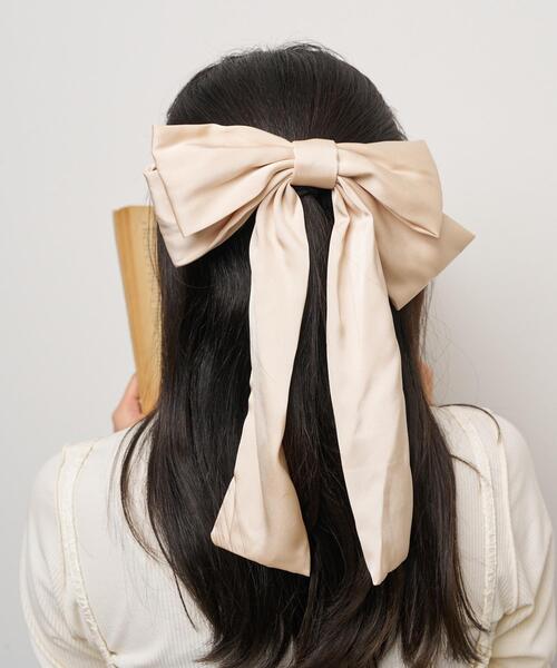 WEGO（ウィゴー）の「WEGO/BIGダブルリボンバレッタ（バレッタ/ヘアクリップ・レディース・ブラック/オフホワイト・FREE）」の3枚目の写真