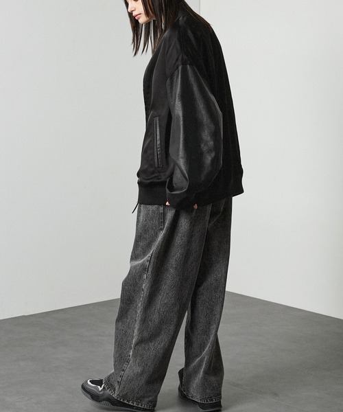 Alfred Alex】'huge sizing' サテンコンビ オーバーサイズジップ