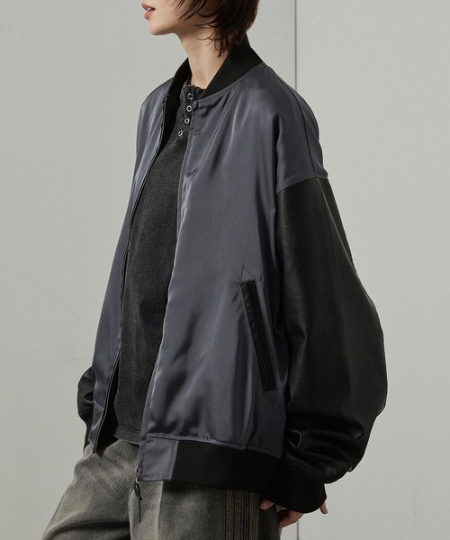 セール】【Alfred Alex】'huge sizing' サテンコンビ オーバーサイズ