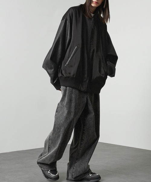 セール】【Alfred Alex】'huge sizing' サテンコンビ オーバーサイズ