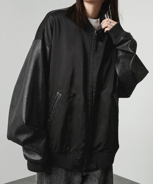 セール】【Alfred Alex】'huge sizing' サテンコンビ オーバーサイズ