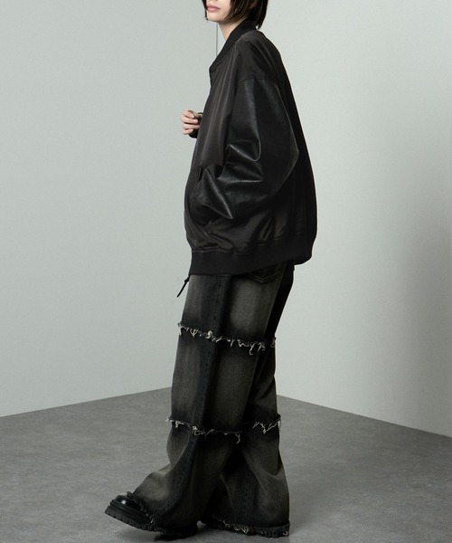 セール】【Alfred Alex】'huge sizing' サテンコンビ オーバーサイズ