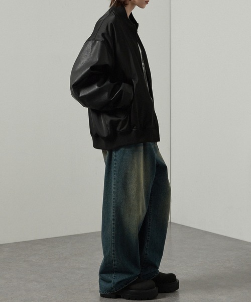 セール】【Alfred Alex】'huge sizing' サテンコンビ オーバー