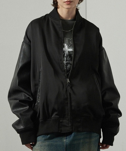 Alfred Alex】'huge sizing' サテンコンビ オーバーサイズジップ