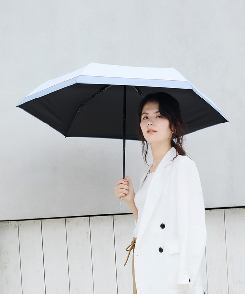 【SUKALA】ウォーターカラープリント 3点セット　上下　ヘアバンド　Lサイズ 日傘 遮光 カルオート UVブロック 折 55cm（折りたたみ傘