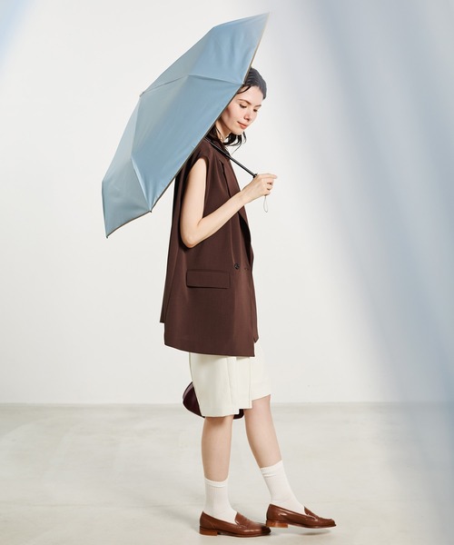 Waterfront(ウォーターフロント)の「カルオート UVブロック 折 55cm 日傘 遮光(折りたたみ傘・レディース・サンドベージュ/ライトグリーン/ホワイト/ブラック/ピンクベージュ/アッシュグレー/ライトブルー/ライトベージュ/サックスブルー/ネイビー/ベージュ/ブルー/スカイブルー/オフホワイト/カーキ/ダークグレー・FREE)」の12枚目の写真