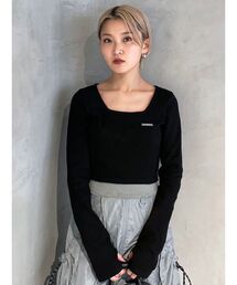 EMODA | プレートクロップトップ(Tシャツ/カットソー)